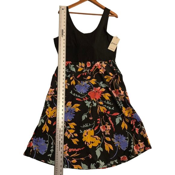 Pact Womens Organic Cotton Fit & Flare Tie-Back Dress Dark Floral Sundress Large - Picture 3 of 12
